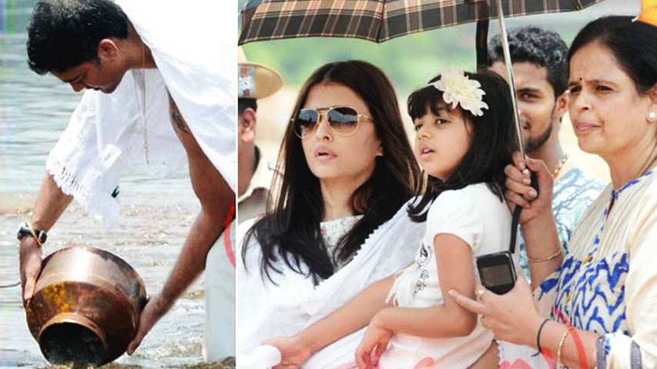 Aishwarya Rai With Aaradhya Immerses Dad Krishnaraj Rai's Ashes In Mangalore
