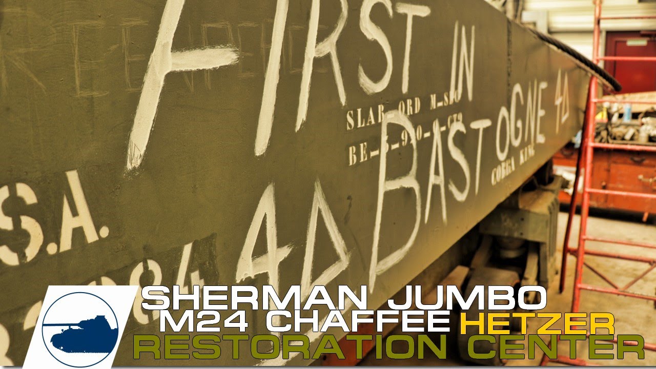 Sherman Jumbo - Hetzer - Panther - Restoration - Bastogne Barracks