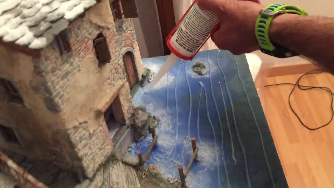 tutorial Come simulare l'effetto acqua con il  silicone per presepe