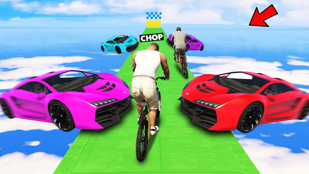 GTA 5 CHOP CYCLED THROUGH THE FLYING CARS TO WIN