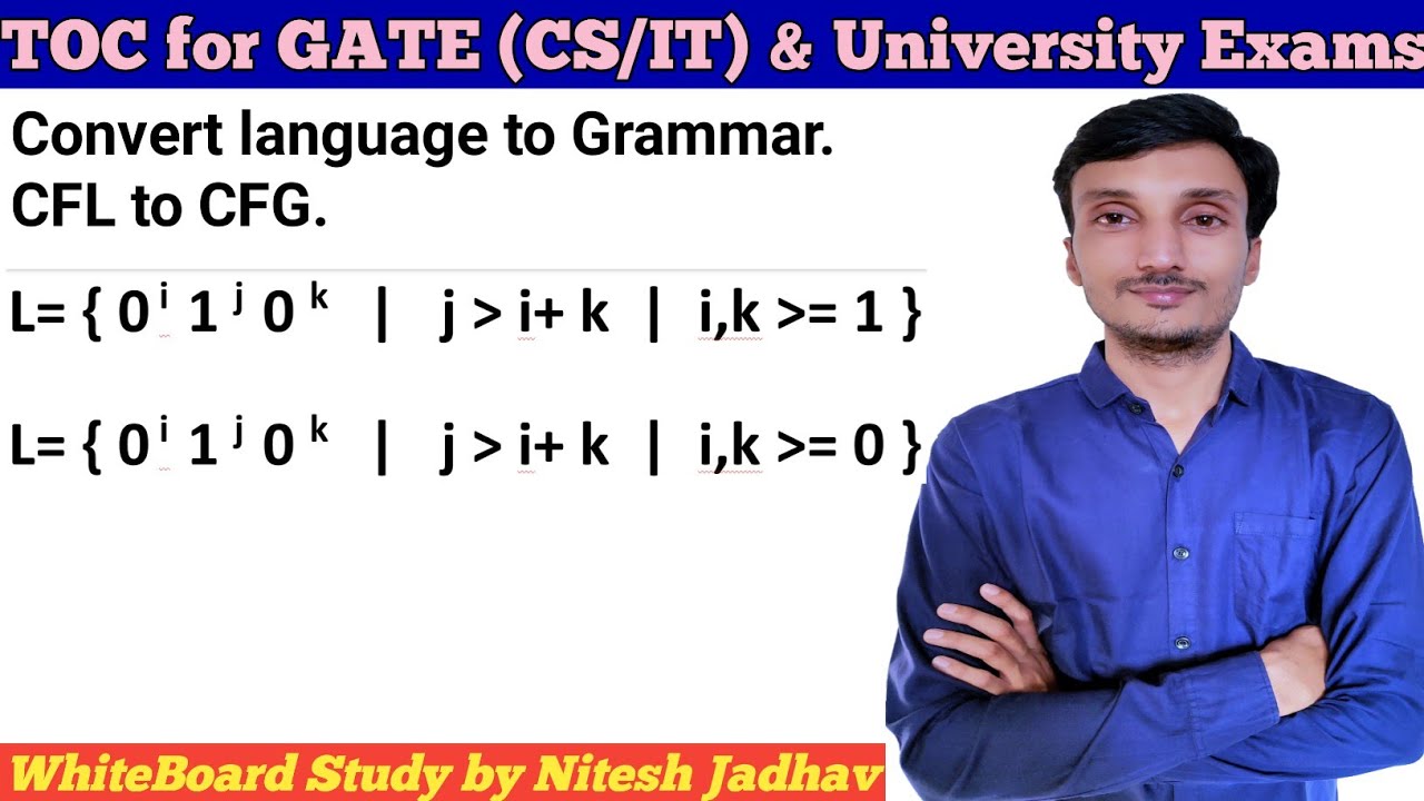 CFG for 0^i1^j0^k | Convert Context free Language to Context free Grammar | CFL to CFG | TOC