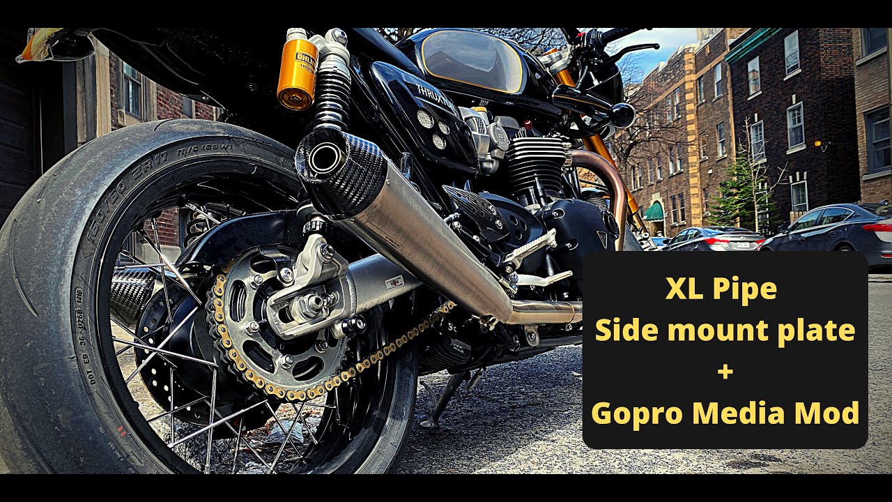 Triumph Thruxton TFC new mods - XL pipe and Go pro media Mod