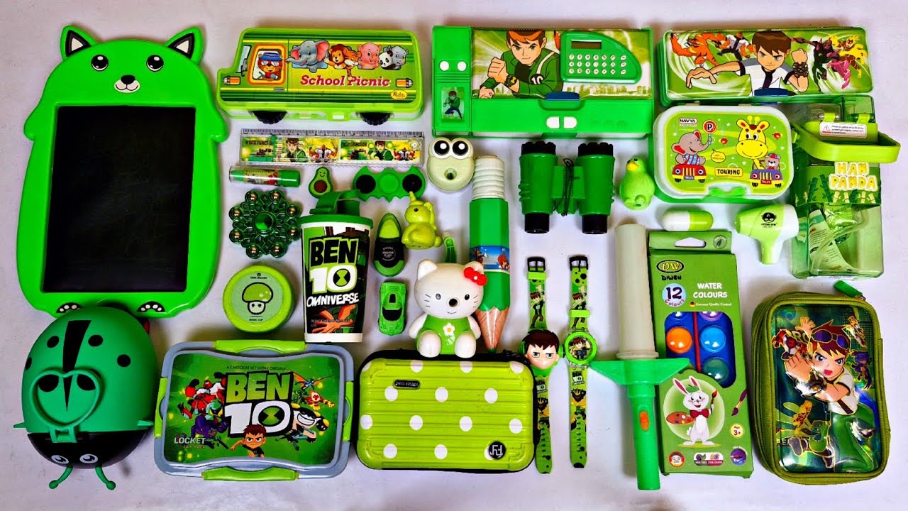 BEN10 & Green Stationery & Toys Collection🤩Watch, Geometry, Board, Lunchbox, Bottle, Pen, Sharpener
