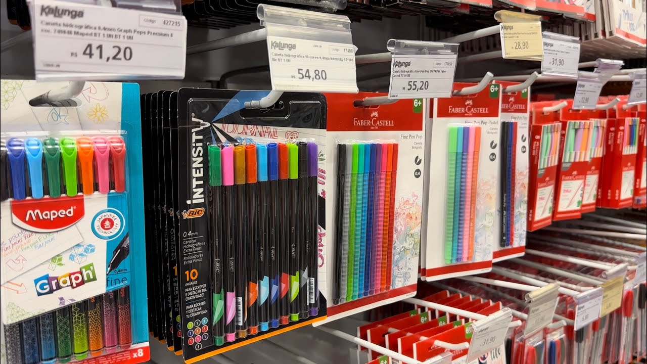 TOUR PELA KALUNGA - MOSTRANDO CANETAS, BRUSH PENS E MARCA-TEXTOS DA KALUNGA - MATERIAL ESCOLAR 2023