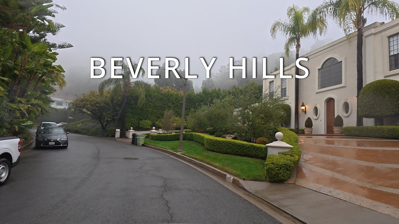 Driving in Rain, Beverly Hills, Trousdale Estates, Los Angeles