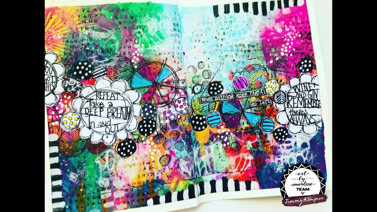 Art Journal page using Art by Marlene products
