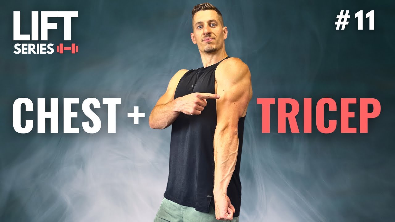 30 Minute CHEST AND TRICEP DUMBBELL WORKOUT | Follow Along