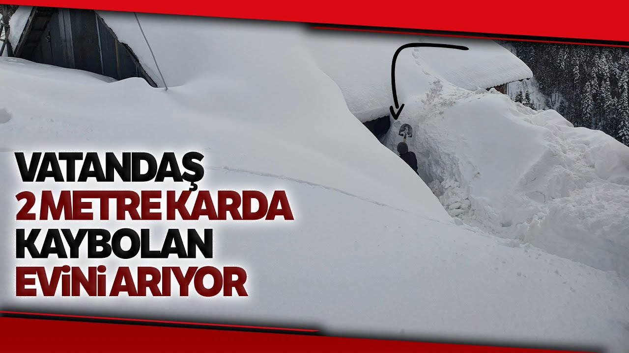 2 Metre Karda Kaybolan Evlerinin Yolunu Açmak İçin Mücadele Ediyorlar