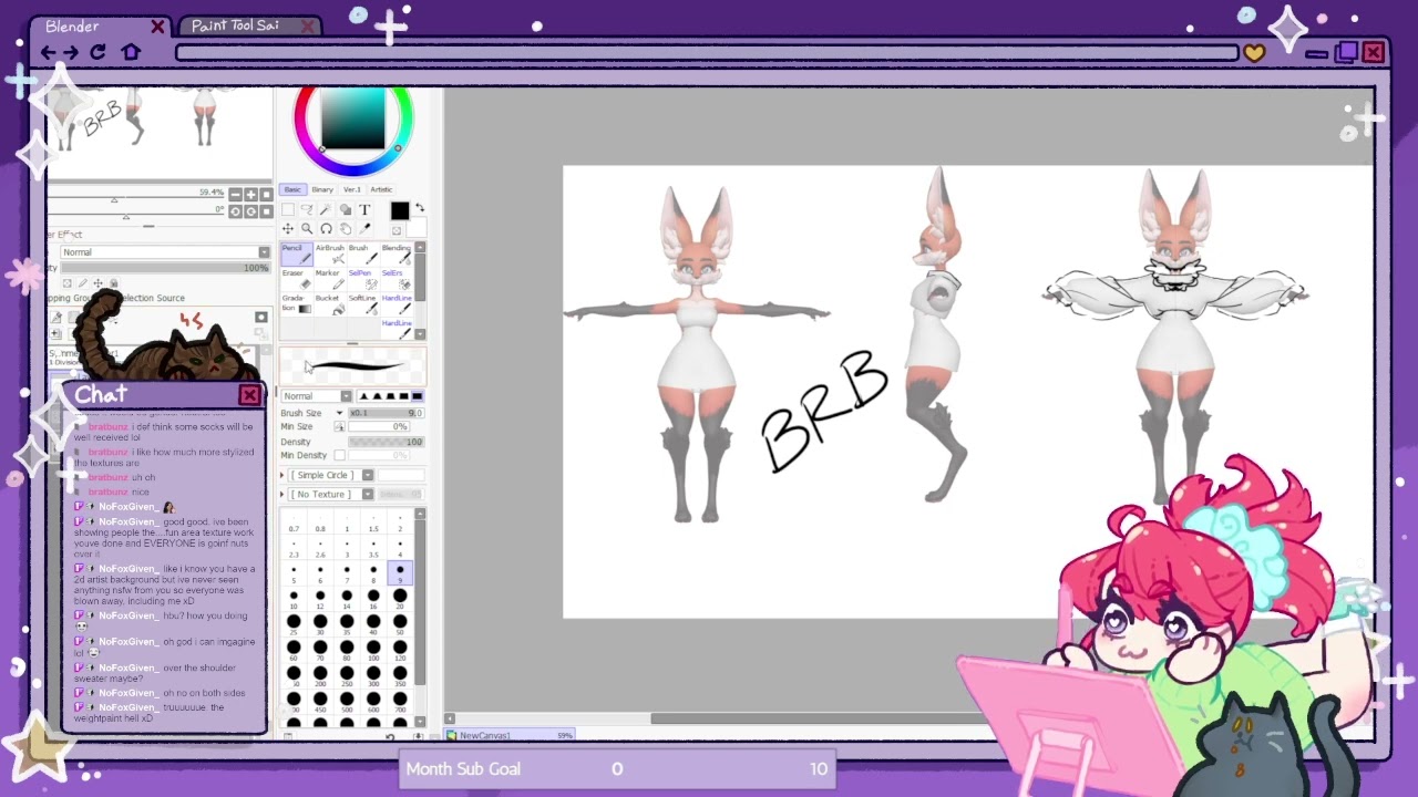 [Blender] 8/20/2024 VRChat Avatar making! Baller Fox Update Clothing Making Part 2