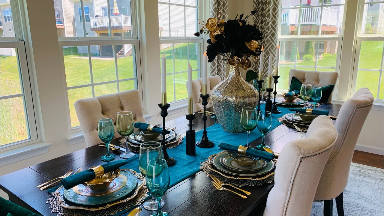 NEW* HOW TO DECORATE ELEGANT TABLESCAPE | GREEN, BLACK AND GOLD | #homedecor #howto