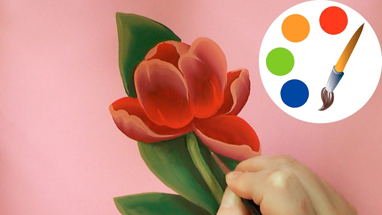 🎨🌷 How to paint a Tulip 🎨🌷, paint a flower, irishkalia