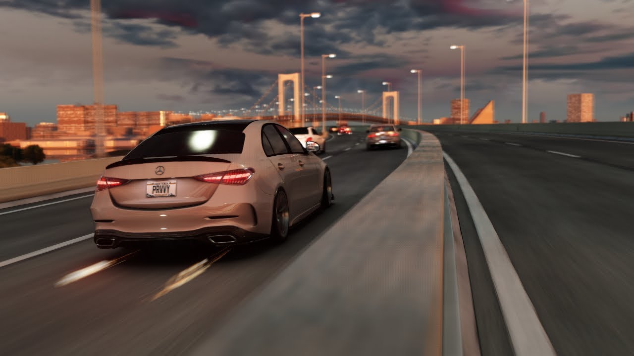 BEST TUNED C300 AMG CUTTING UP THROUGH HEAVY TRAFFIC!! #assettocorsa