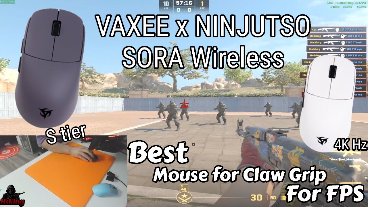 VAXEE x NINJUTSO SORA Wireless Review on CS2 (Best Claw Grip Mouse Esport/FPS)