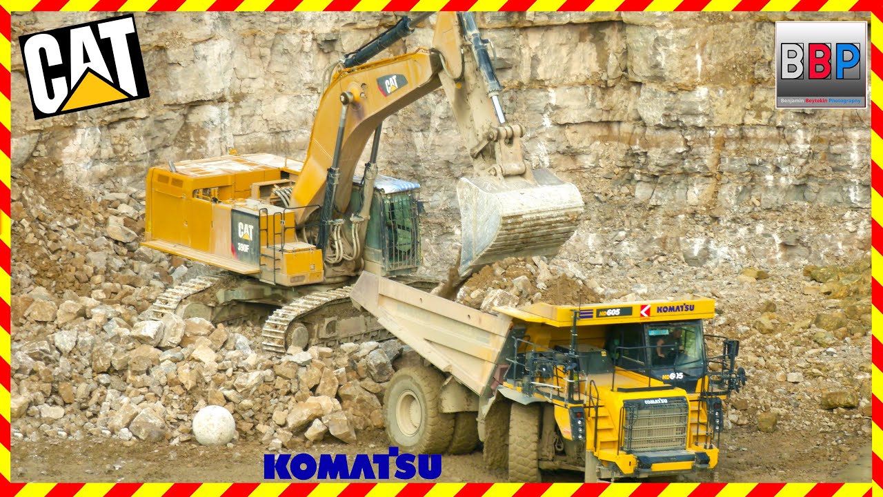 👌 CAT 390F & 2x Komatsu HD605-8E0 #steinbruch #mining