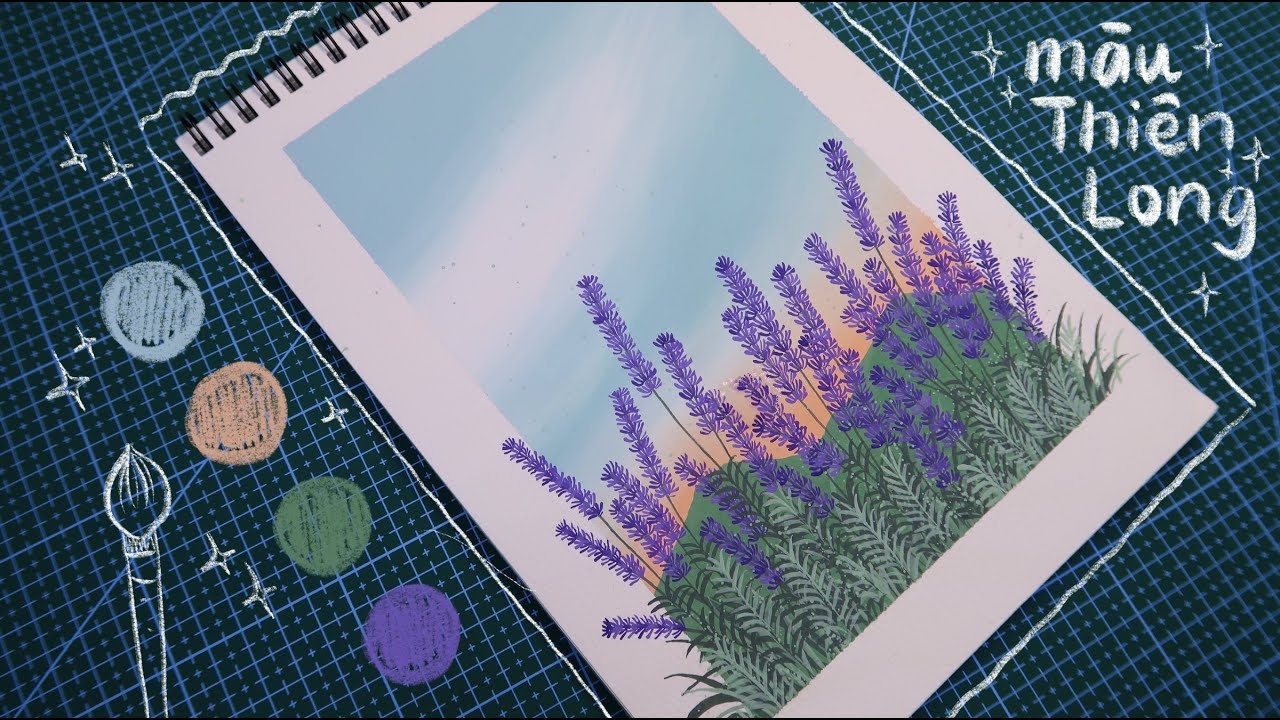 🖌️Paint with me - Hoa oải hương / Lavender | Màu nước Thiên Long | Hướng dẫn chi tiết