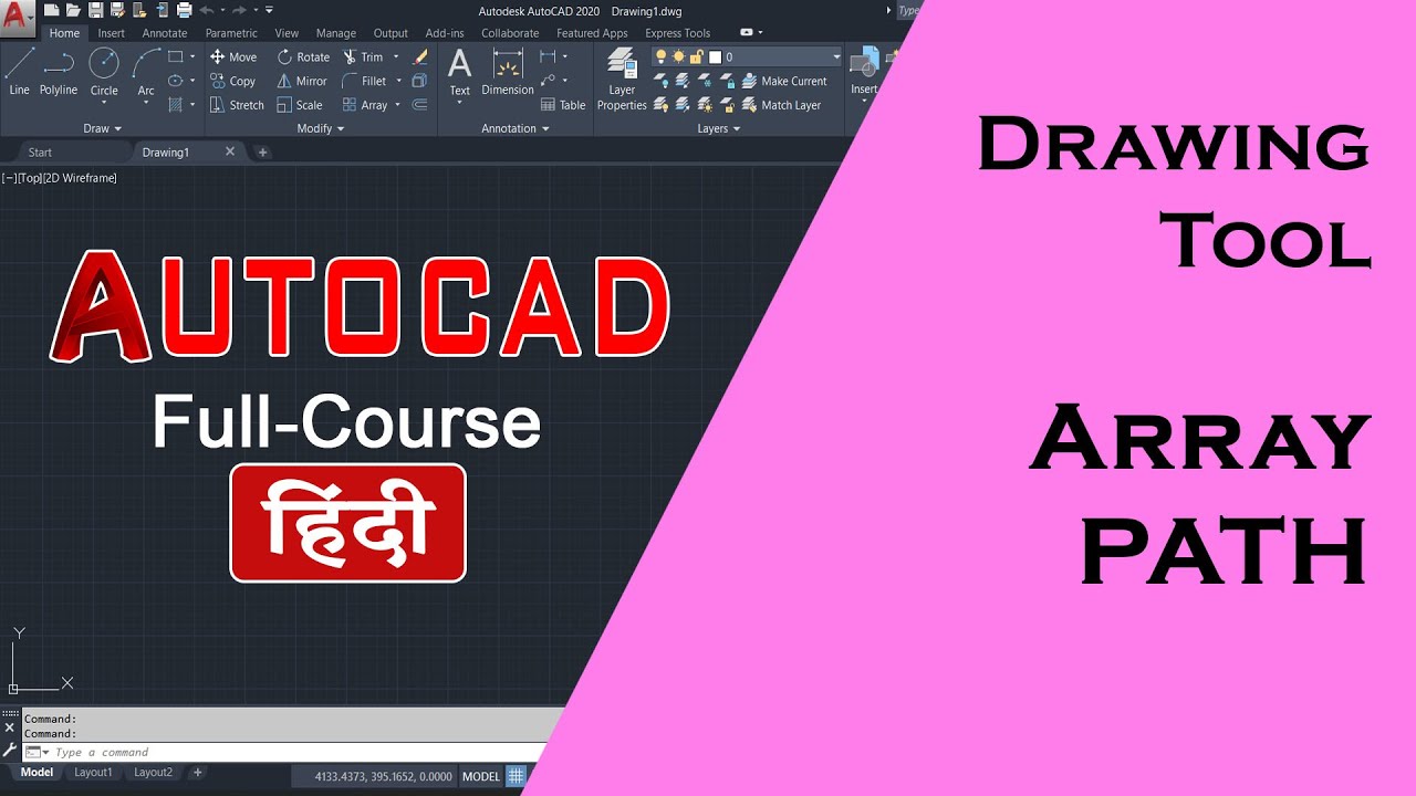 AutoCAD Tutorial - PATH Array | in hindi