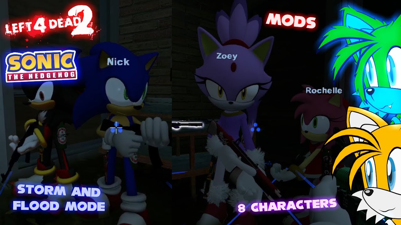 Left 4 Dead 2 with Sonic mods | 8 Characters | Dead Center Storm | Hard mode