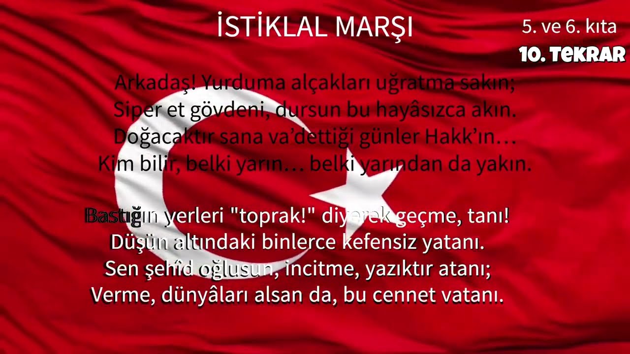 İSTİKLAL MARŞI - 5. VE 6. KITASI ŞİİR OLARAK OKUNUŞU #ilkokul #ezber #istiklalmarşı