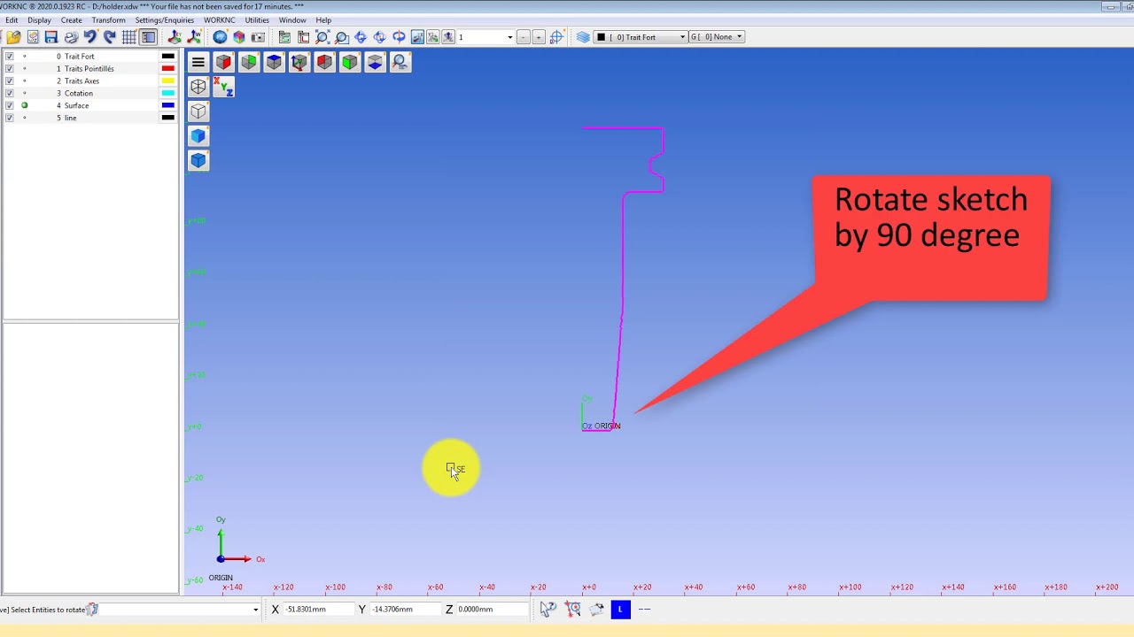 WorkNC holder creation from DXF