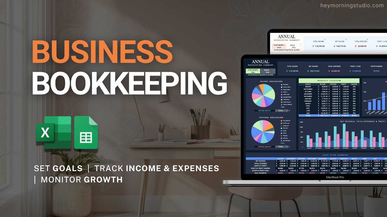 Small Business Bookkeeping Spreadsheet Demo - Track Profit & Loss in Google Sheets & Excel