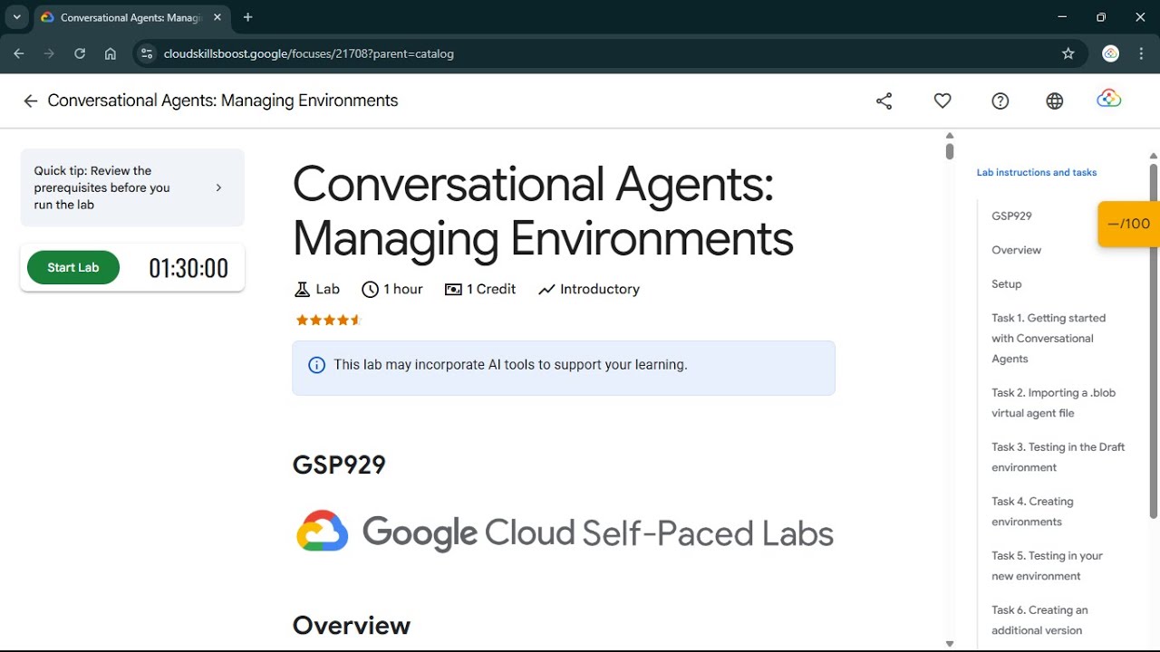 Conversational Agents: Managing Environments | #qwiklabs | #GSP929