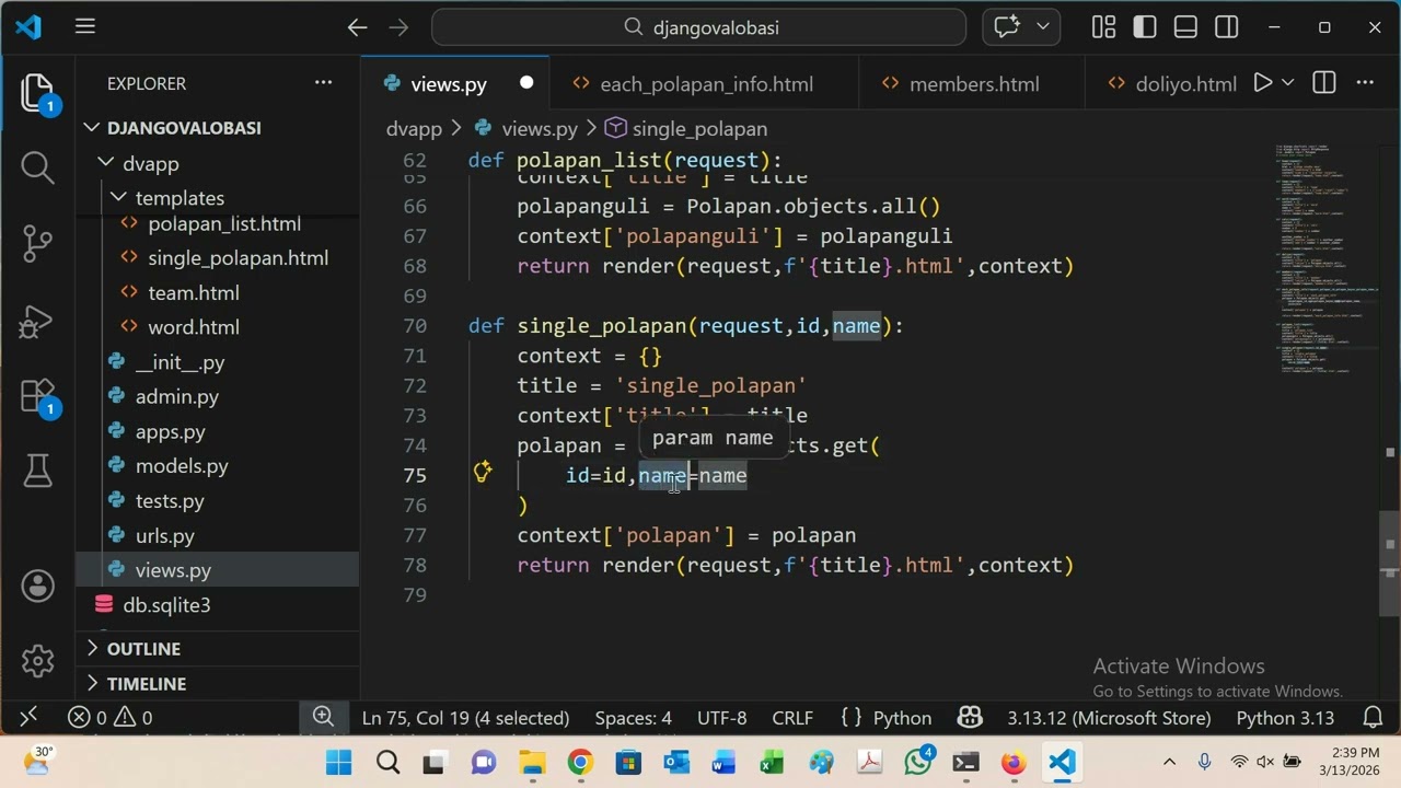 62.  By route set another parameter for CharField name which datatype str