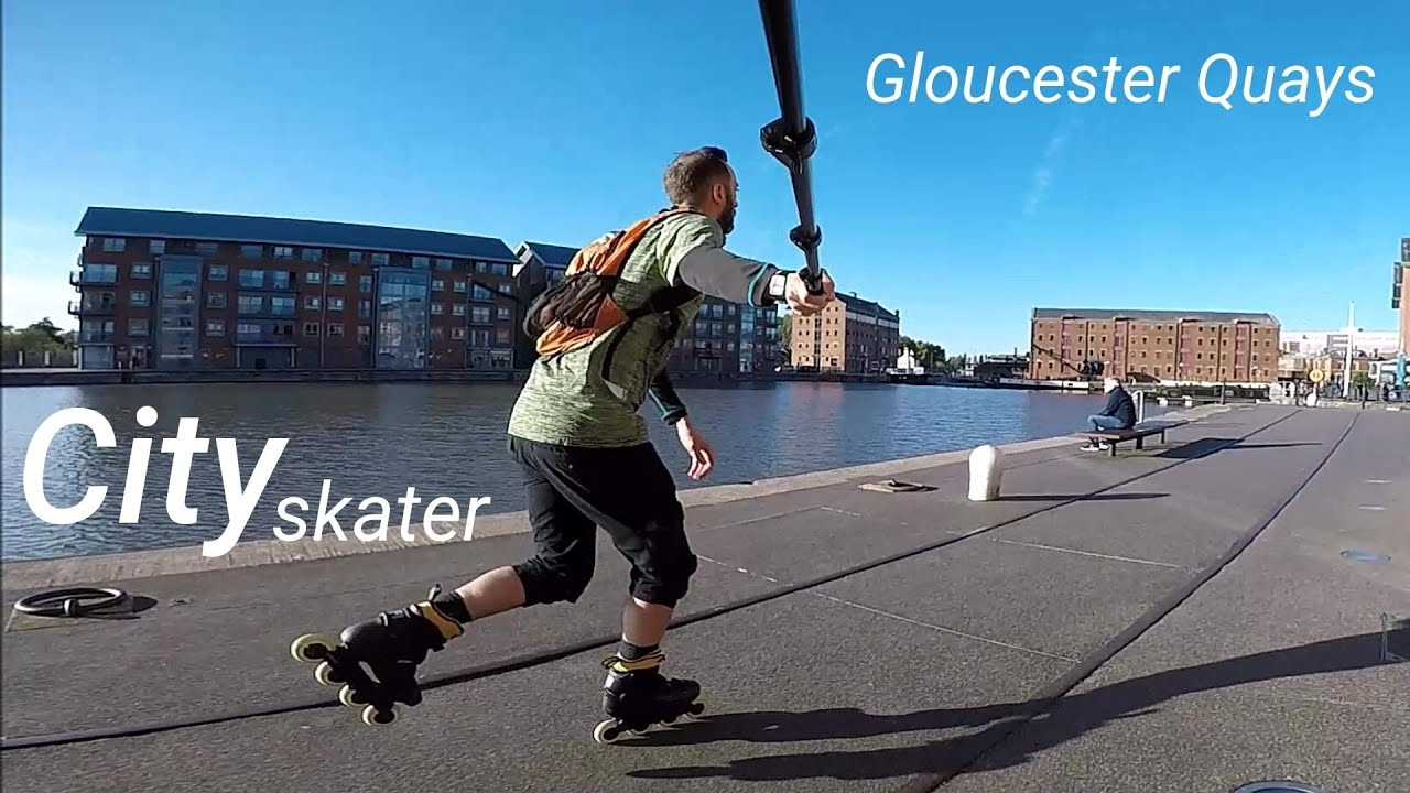 Inline skating / rollerblading in my new city - Quayside district Gloucester, UK