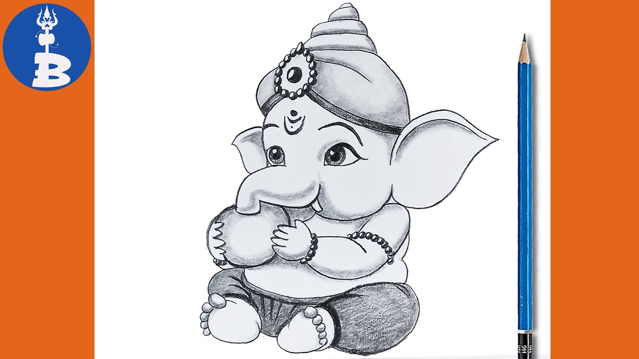 Ganesh Ji Pencil Drawing Easy Step By Step _ Ganesh Chaturthi Drawing Easy _ Ganesha Drawing