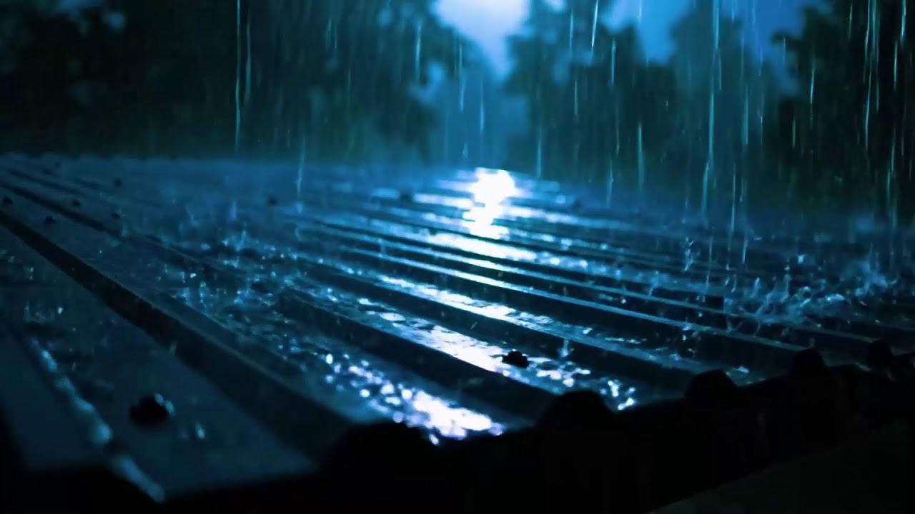 Late Night Soothing Rain on Tin Roof with Soft Thunder | Cozy ASMR for Stress Relief