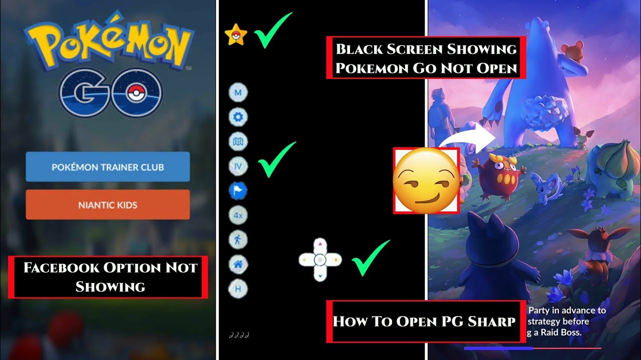 Pokémon GO & Pgsharp Not Open😳 | POKÉMON GO Black Screen Solution & Facebook Option Show 2023😲