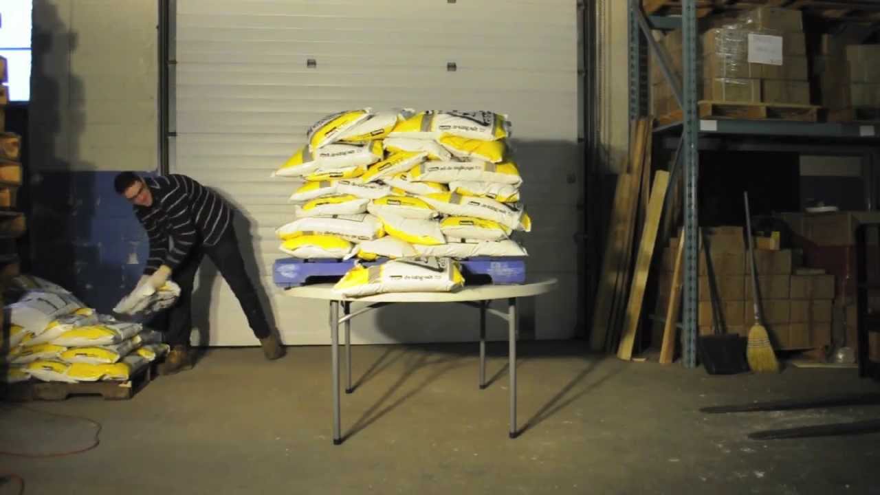 60-Inch Round Plastic Folding Table Stress test