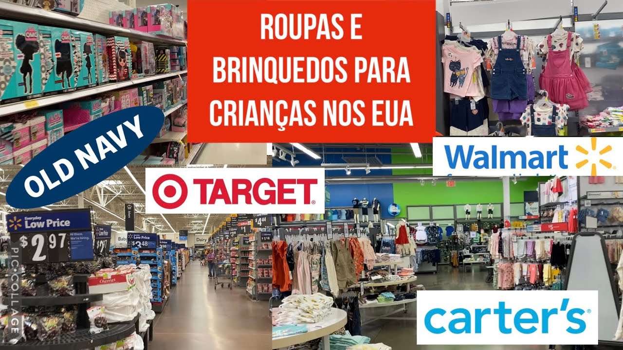 Roupas de crianças e brinquedos nos EUA! Preços e marcas | Walmart | Target | Outlet | Carter’s
