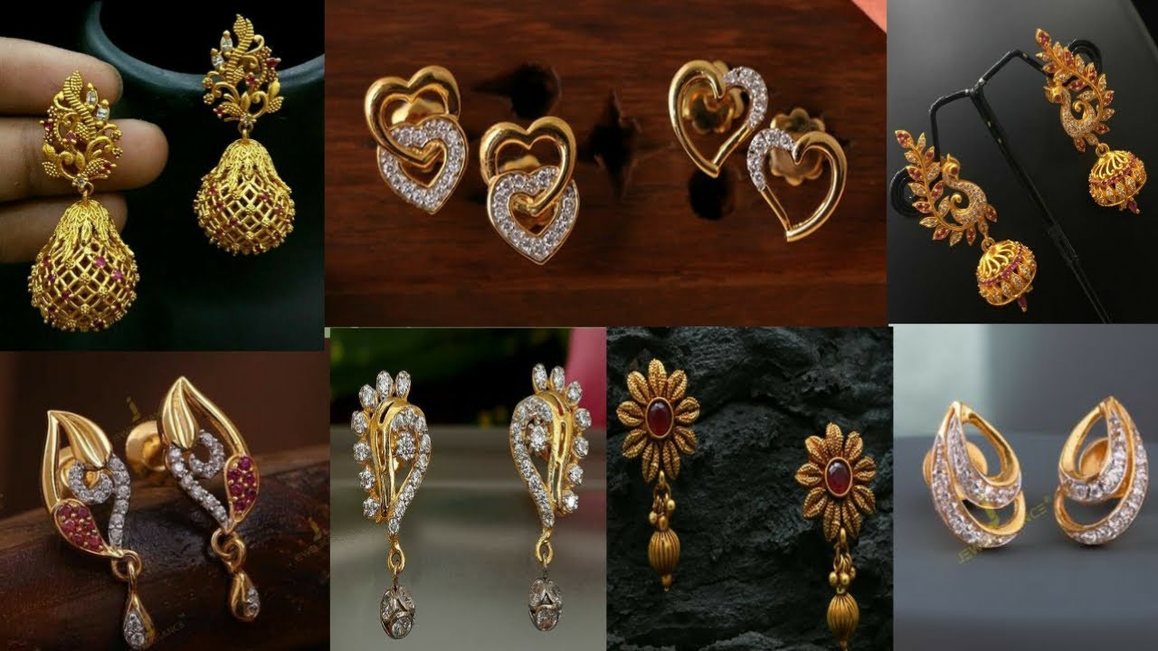 Latest Light Weight Daily Wear Earrings / Simple Daily Wear Gold Earrings Collection /Gold Earrings/