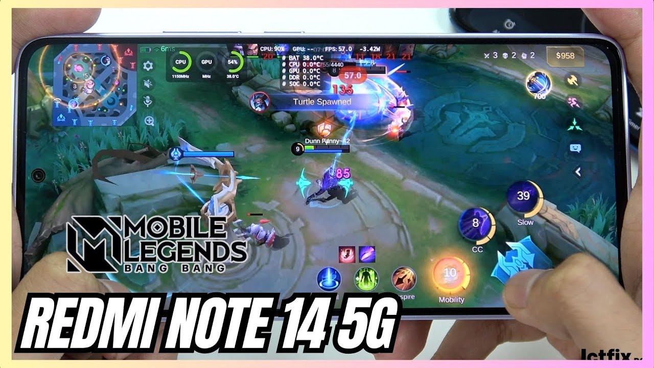Xiaomi Redmi Note 14 5G Mobile Legends Gaming test MLBB | Dimensity 7025 Ultra, 120Hz Display