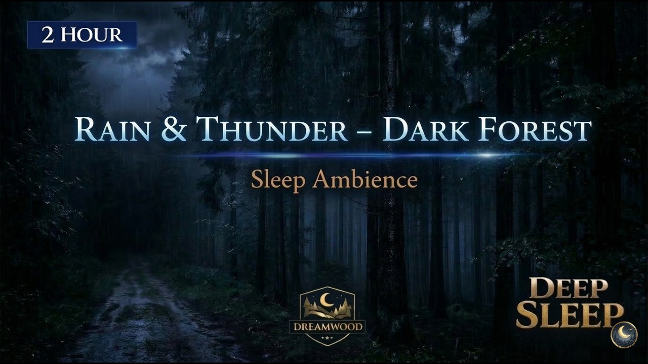 Rain & Thunder – Dark Forest – Sleep Ambience (2 Hour)– Deep Sleep ASMR(Dark Screen)