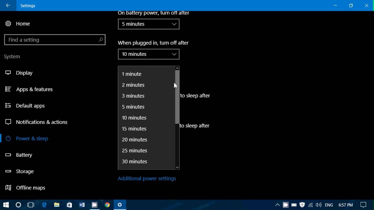 Windows 10 Settings System and power sleep modes explained