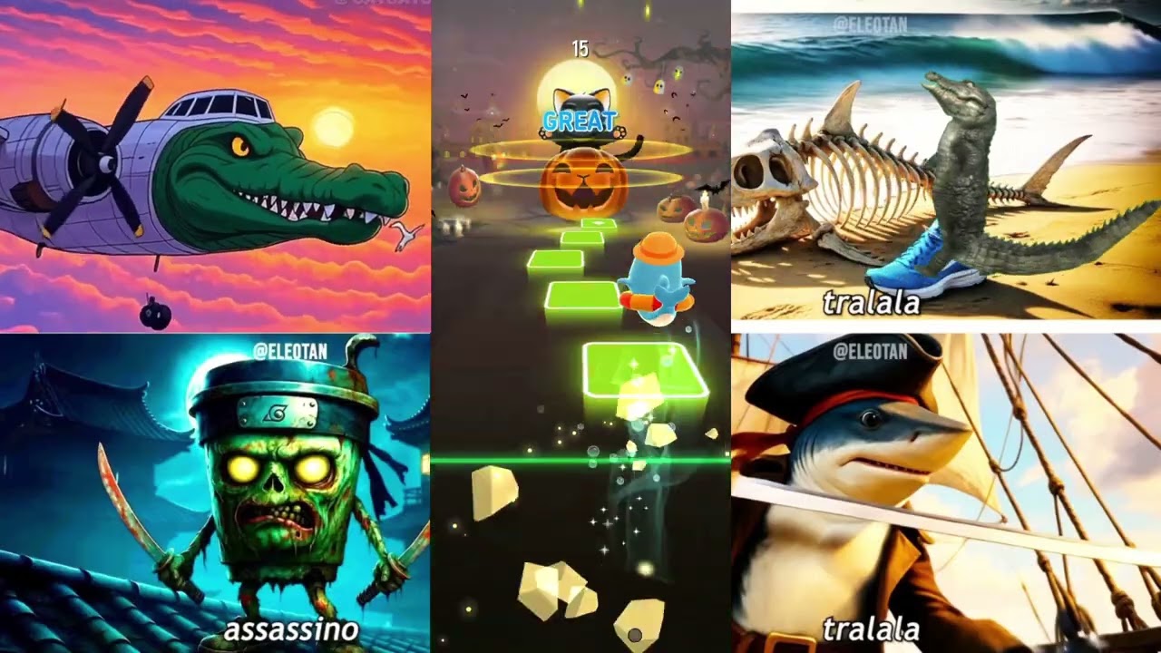 BRAINROT ANIME 🆚 BRAINROT ZOMBIE🆚 BRAINROT PIRATE- Brainrot Songs- Tiles Hop EDM Rush!