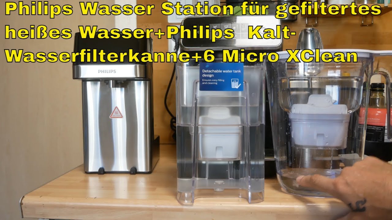 Philips Wasser Station für gefiltertes heißes Wasser+Philips  Kalt-Wasserfilterkanne +6 Micro XClean