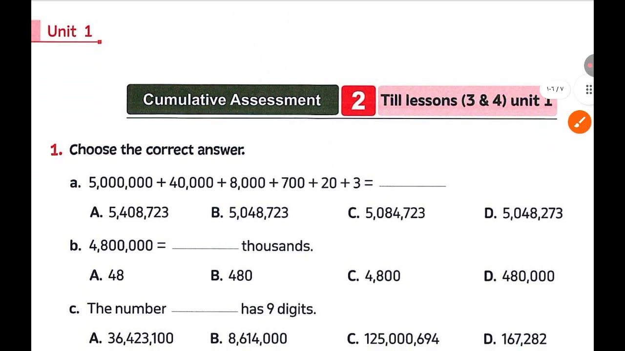 Cummulative assessment 1 & 2