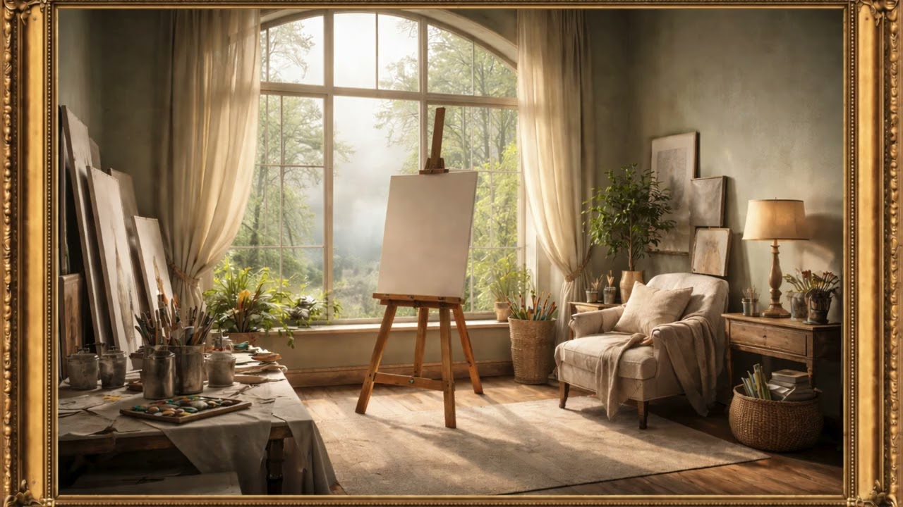 Peaceful Artist Studio Ambience 🎨 Soft Morning Light & Creative Calm Atmosphere 4K@Tvartframe2