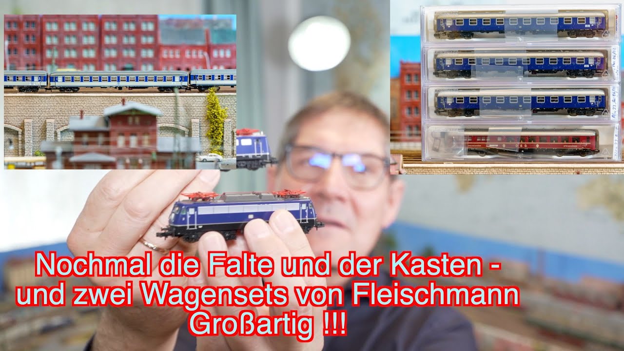 Nochmal: Ein Kasten und eine Falte - E 10 (Minitrix, Hobbytrain) mit zwei Wagensets Fleischmann