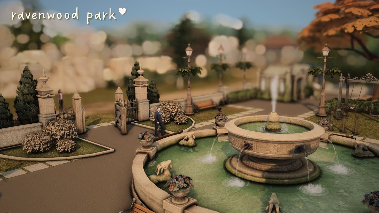 ravenwood park 🌳 base game and life & death | the sims 4 speed build
