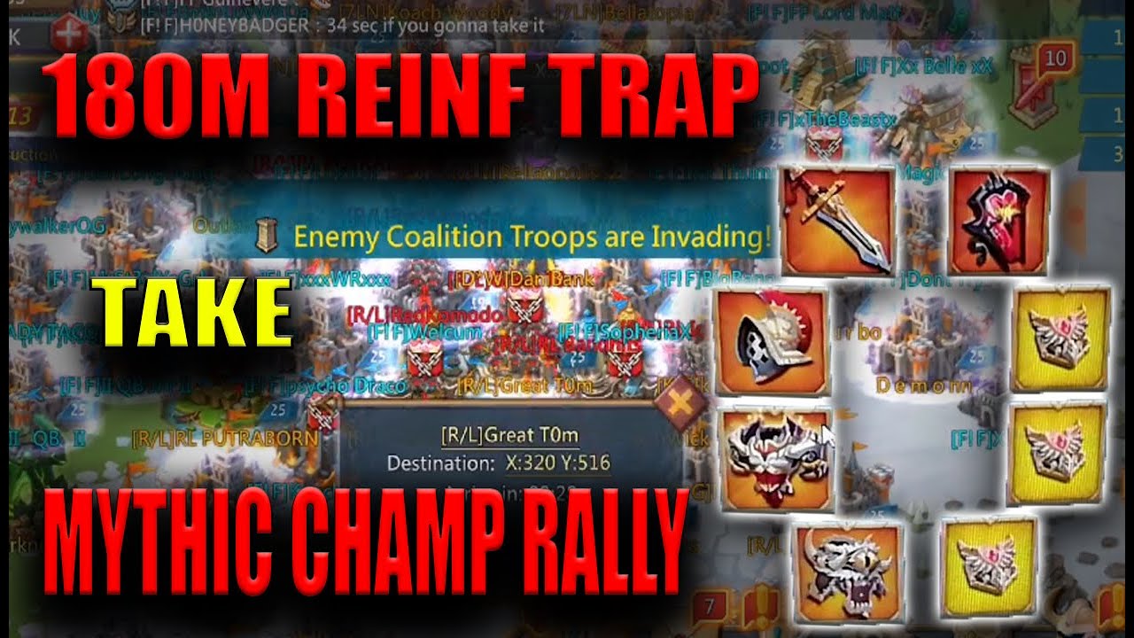 MY 180M REINF TRAP VS 11K MYTHIC CHAMP RALLY - Lords mobile