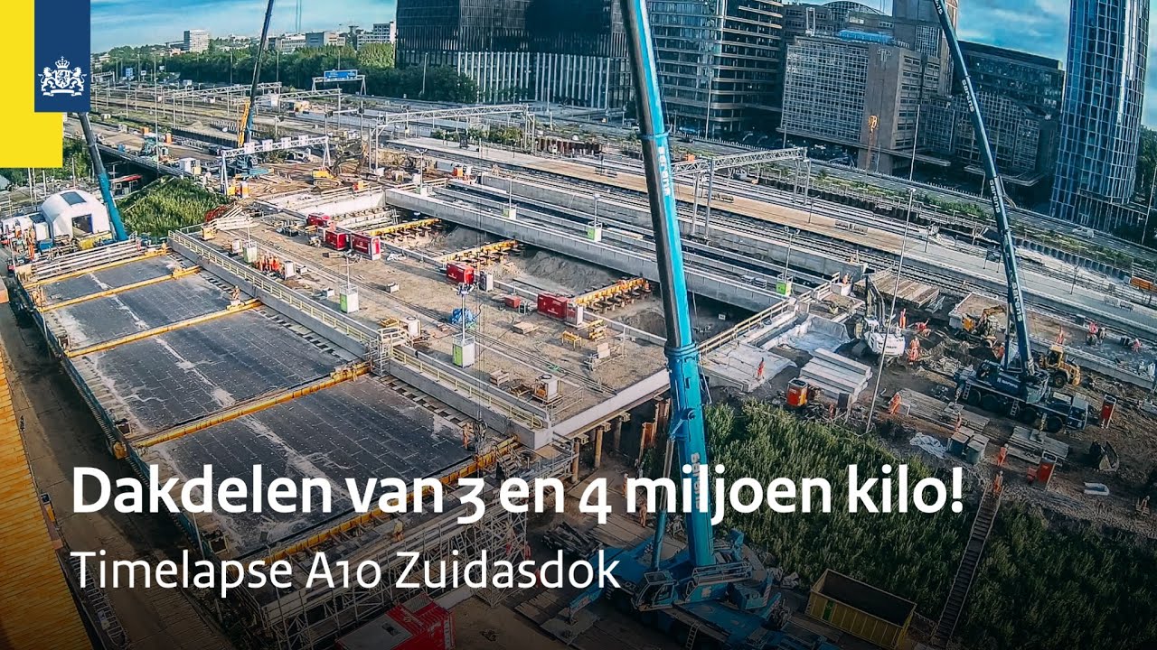 Inschuiven dakdelen station Amsterdam Zuid (A10) | Timelapse