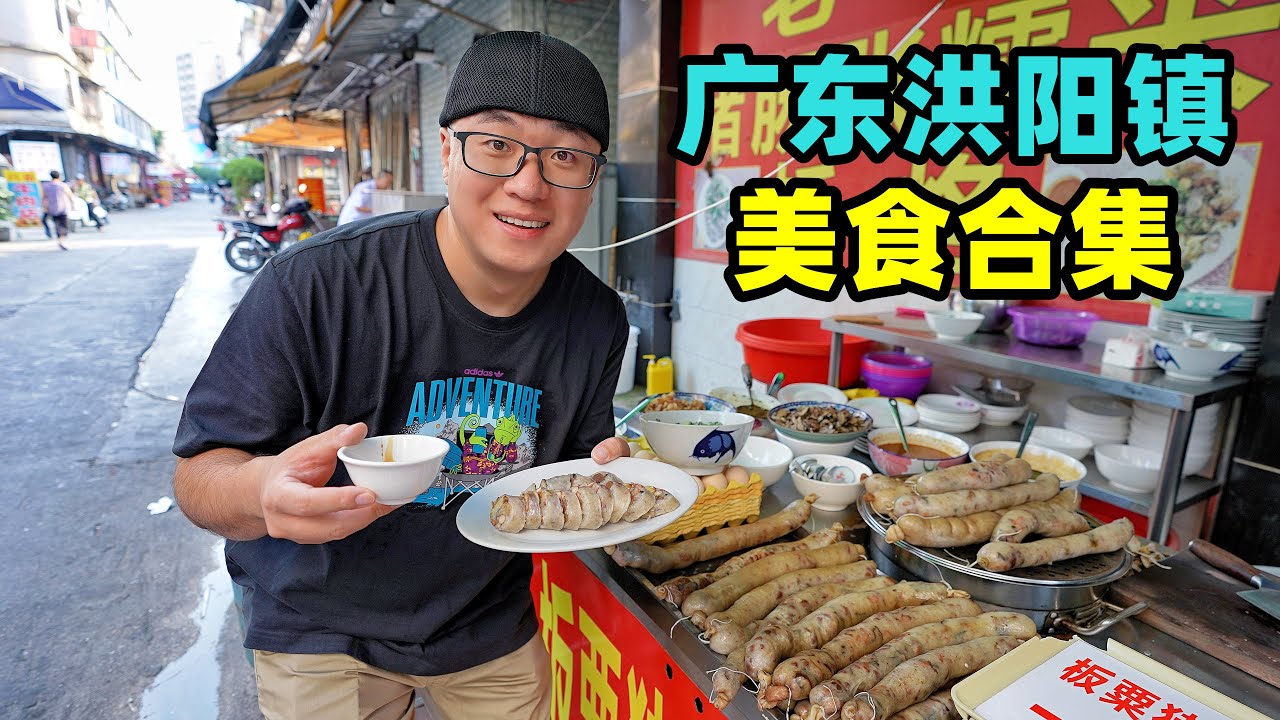 广东洪阳美食小镇，普宁炸豆干，潮汕卤水粿汁，阿星逛德安里古厝Traditional food in Hongyang Town, Guangdong