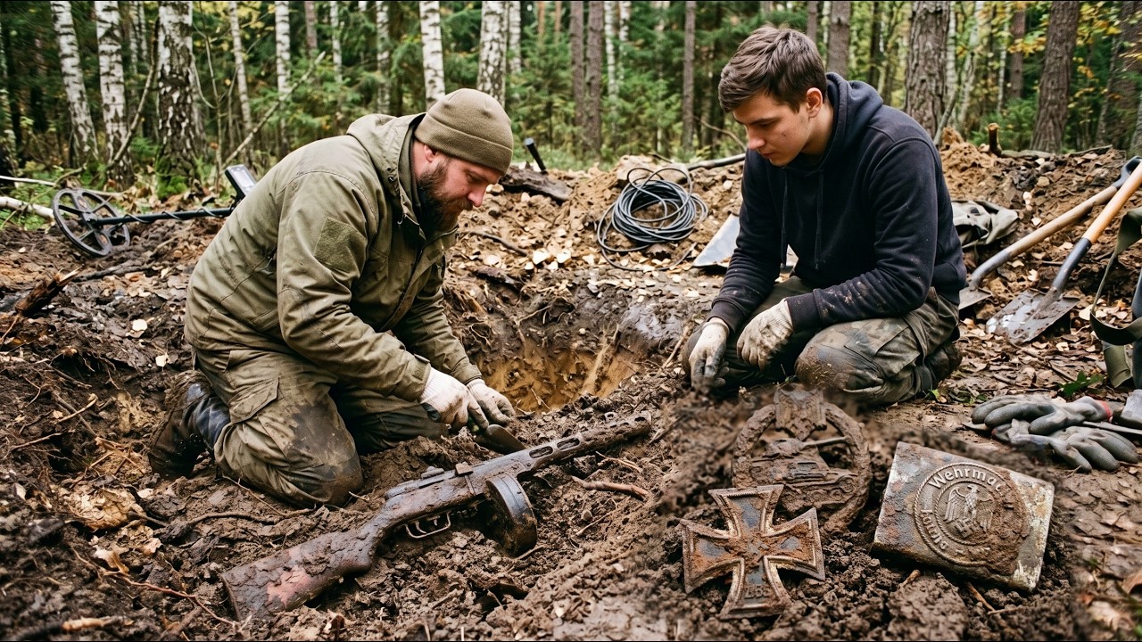 FIVE GERMAN SOLDIERS WITH A GOLDEN RING FOUND / WW2 METAL DETECTING