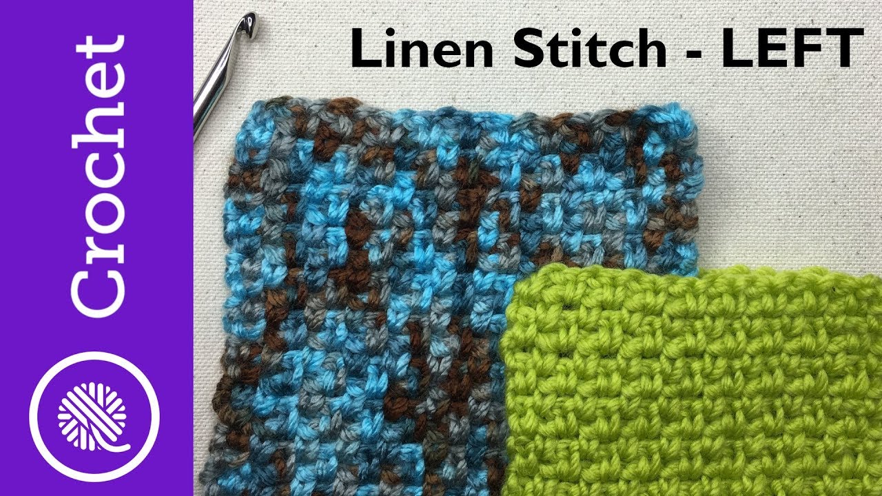 Easier Linen Stitch (Moss Stitch) - Beginner Crochet Lesson 5 - Left Handed (CC)