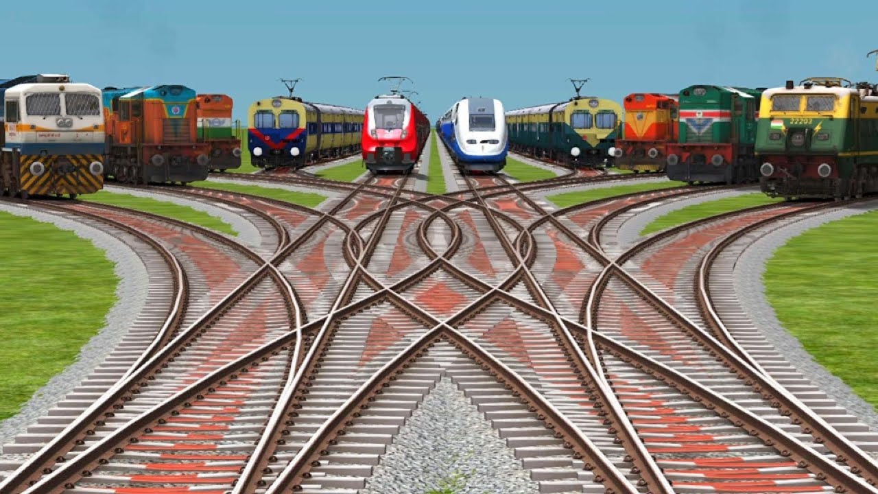 🔟 Trains Railroad Crossing Tracks || At On Bye🚊 Railgadis Bumpy Steam Railways Game's Reality Train 