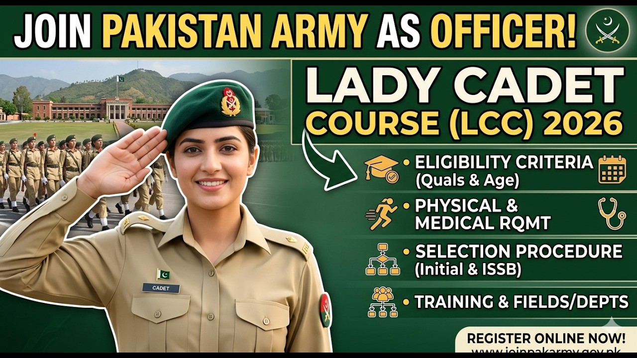 Lady Cadet Course in Pakistan Army as Officer (LCC) | Full Guide: Criteria, Age, Course, etc. 2026