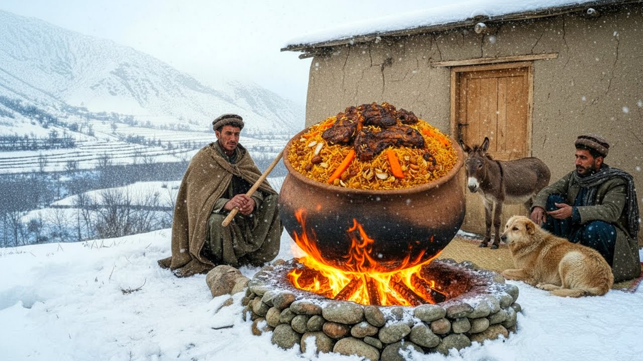 Afghanistan's Coldest village Life | Cooking Afghani Polao